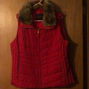NWOT Talbots thin puffer vest with removable faux fur collar